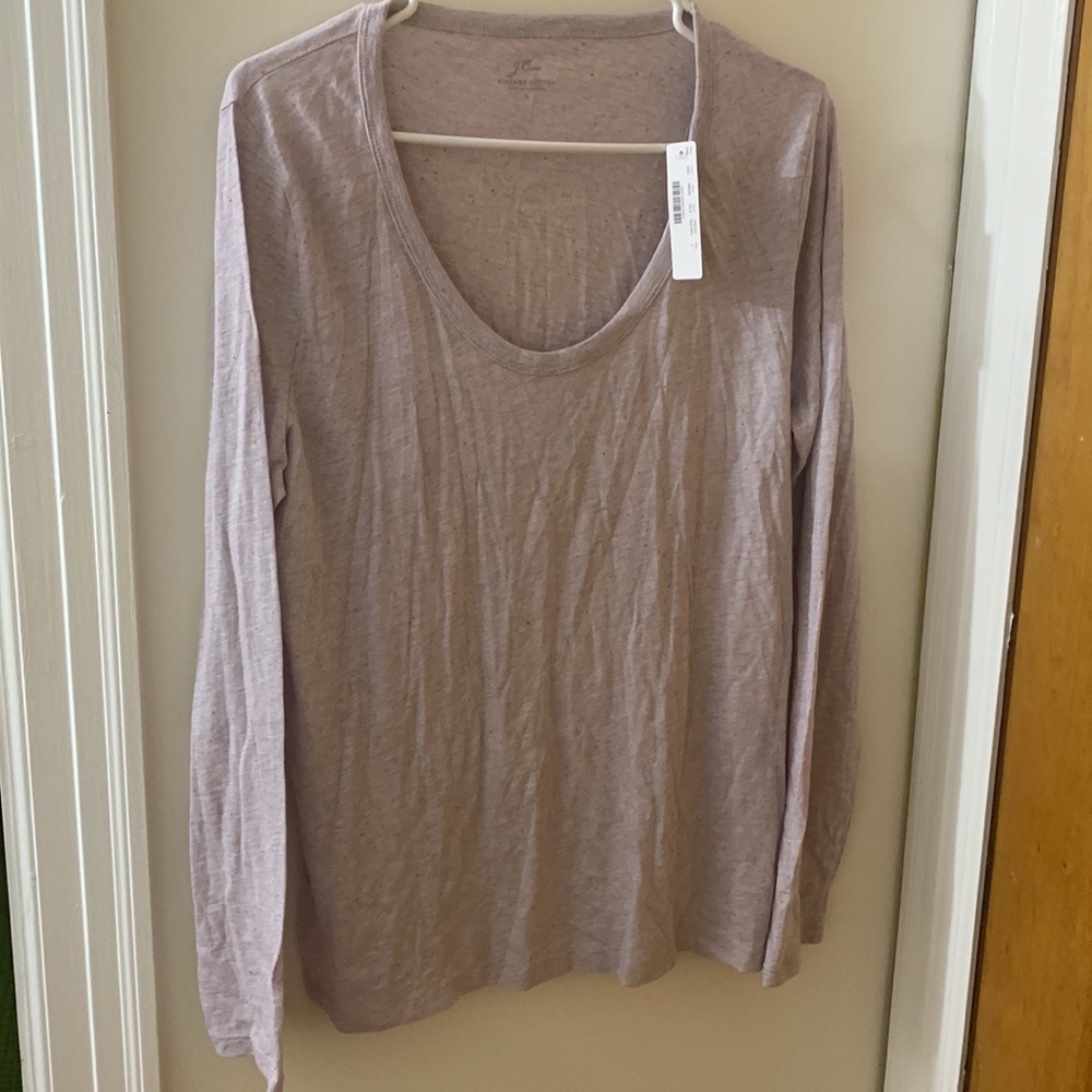 NWT J. Crew Vintage Scoop Neck Long Sleeve T-Shirt (Heather Lavender)